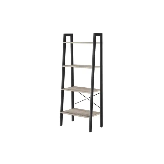 VASAGLE Ladder Shelf 4-Tier Bookshelf Storage Rack, Bookcase with Steel Frame for Living Room Home Office Kitchen Greige and Black
