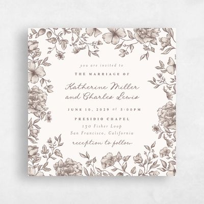 Taupe, Brown Wedding Invitation - Sogno Square