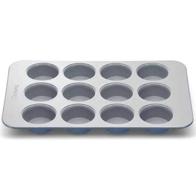 Caraway Home 10.04" Nonstick Ceramic Muffin Pan Slate: Aluminized Steel Cupcake Tin, Hand Wash, 1-Year Warranty