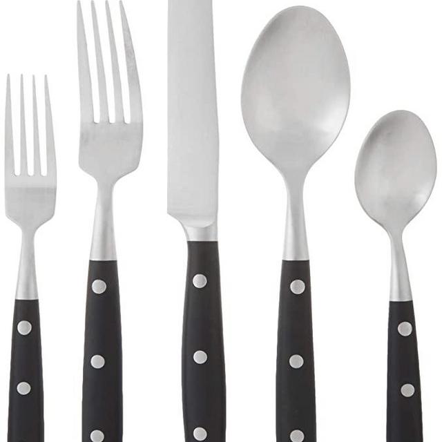 Ginkgo International Lyon 20-Piece Stainless Steel Flatware Place Setting, Ebony, Service for 4