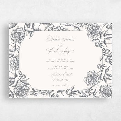 Charcoal, Beige Wedding Invitation - Pivoine Landscape