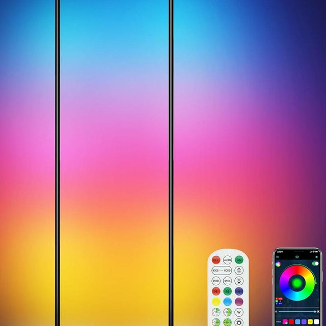 Vexinat Corner Floor Lamp - 2 Pack LED Corner Lamp with App/Remote/Button Control, Smart LED Floor Lamp with Music Sync and 16 Million Colors, Color Changing Standing Lamp for Living Room, Bedroom