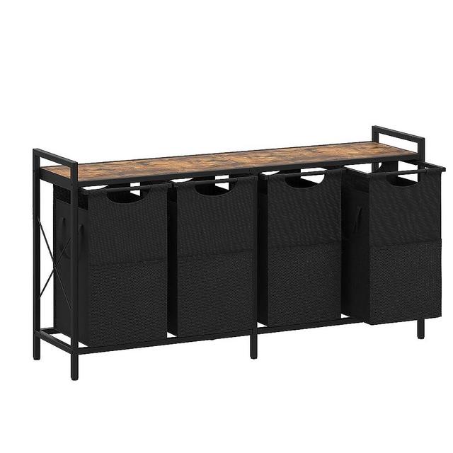 Heybly Laundry Hampers, 3 × 12.5 Gal Laundry Basket with Large Desktop Sorter for Laundry Room organization, Bathroom and Dorm Laundry Bags on Storage Shelf Rustic HLH004SR
