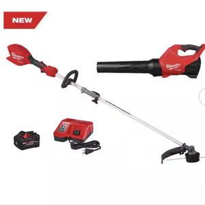 M18 FUEL 18-Volt 16 in. Brushless Cordless Electric QUIK-LOK String Trimmer/Blower Combo Kit w/8.0 Battery (2-Tool)