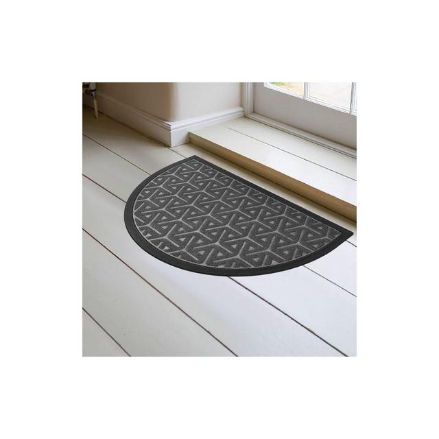 Evideco French Home Goods Outdoor Wilson Half Round Front Door Mat Polyester Rubber Rug 30x18 Dark Gray