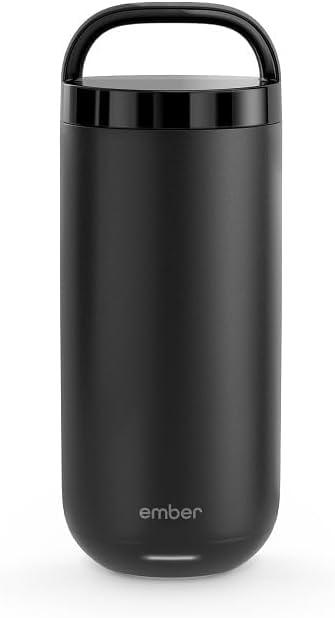 Ember Tumbler, Temperature Control Travel Mug, Stainless Steel, App-Controlled Heated Coffee Mug with 3-Hour Battery Life, Black, 16 Oz