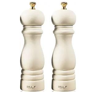 BILL.F Salt and Pepper Grinder Wooden Pepper Mill Grinder White Salt Pepper Shakers Set of 2 with Adjustable Ceramic Rotor- 7 Inch