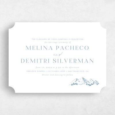 Blue Ticket Wedding Invitation - Crispin Landscape