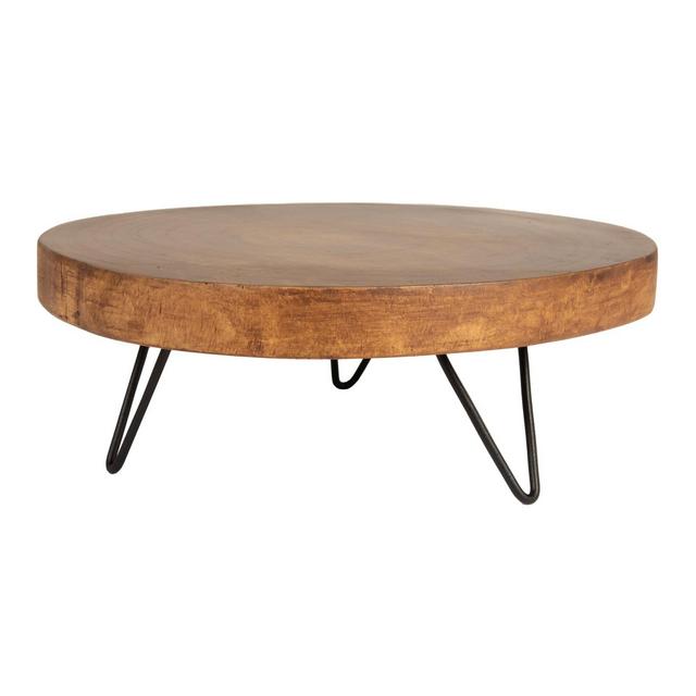 Storied Home Decorative Paulownia Wood Pedestal, Dark Brown