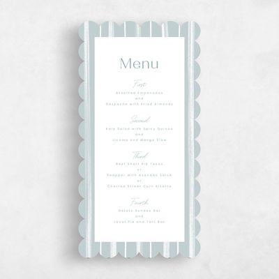 Blue Scalloped Wedding Menu - Coastal