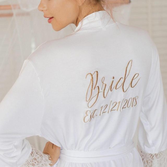 Bridal Shower Gift Getting Ready Robe | Gift for Bride Lace Bridal Robe | Bride Robe Personalized | Bride Robe Mrs Robe | Mrs Gifts