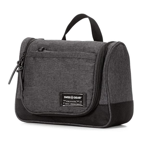 SWISSGEAR Hanging Toiletry Bag | Premium Men’s and Women’s Large Travel Dopp Kit | Travel Organizer for Bathroom, Gym, and Shower Toiletries – Heather Grey