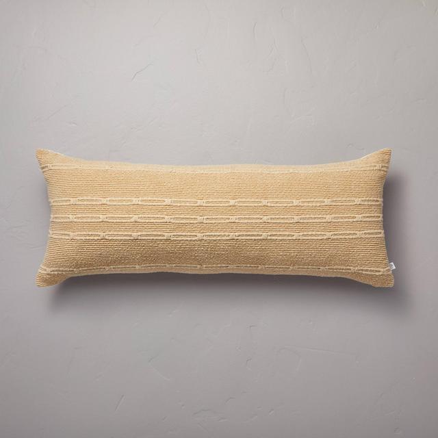 12"x30" Horizontal Chain Stripe Lumbar Throw Pillow Toasted Almond - Hearth & Hand™ with Magnolia