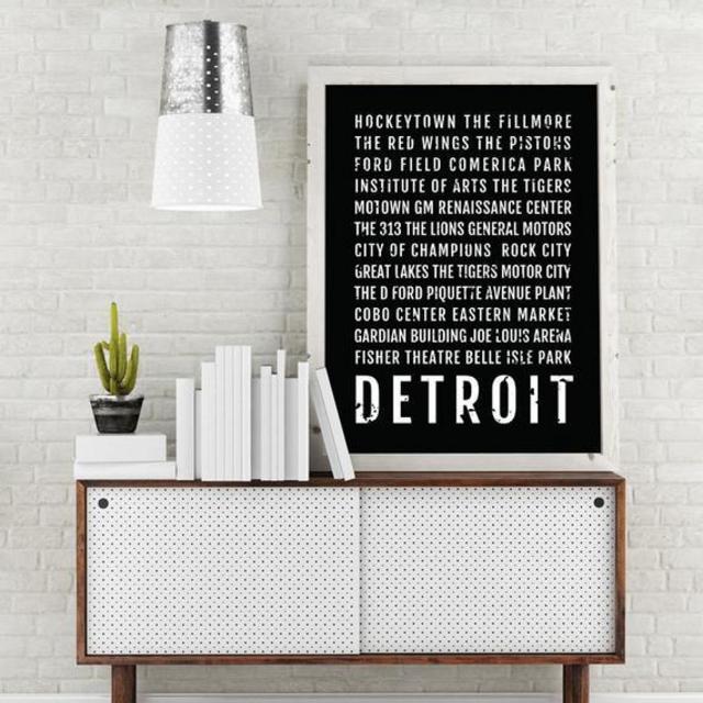 Detroit Print, Detroit Subway Sign Poster, Michigan Wall Art, Décor, Canvas, Word Map, Gift, Bus Scroll, Typography, Minimal, Custom