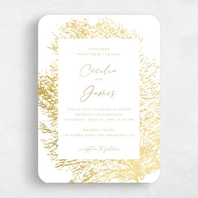 White Rounded Wedding Invitation - Santini Portrait Foil