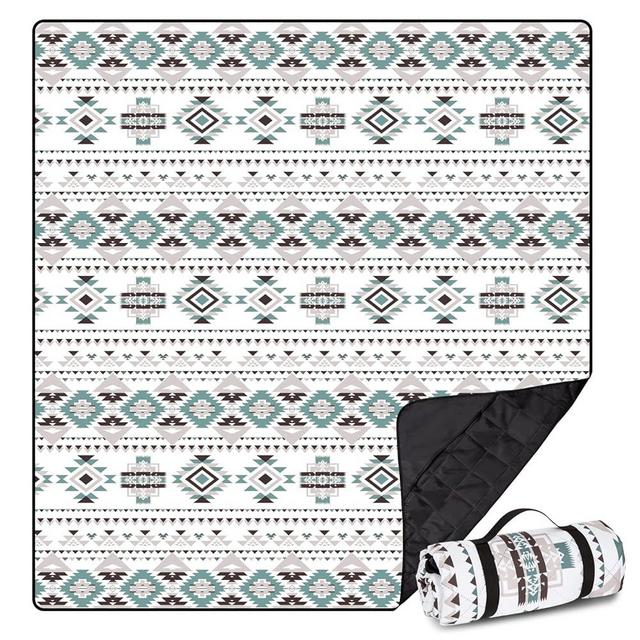 Airensky Extra Large Picnic Blanket(79 "x 82"), 3-Layer Thickening Waterproof Camping Blanket, Sandproof Picnic Blanket for Beach, Machine Washable, Wear-Resistant, Soft and Comfortable (Boho Gray)