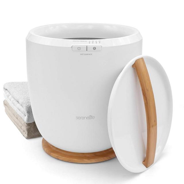 SereneLife SLTLWS450 Bucket Warmers with Customized Fragrances for Spa and Bathroom, Timer 15 30 45 60minutes, Fits 1 large Towel, Blanket, Bathrobe, PJs (Natural), 10.4’’ x 12’’ x 13’’ -inches, Honey