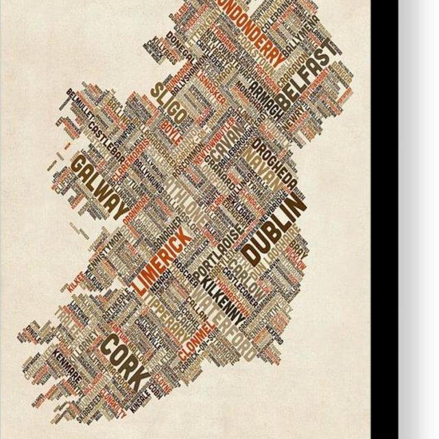 Ireland Eire City Text Map Canvas Print