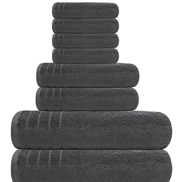 Tens Towels Bath Towels Set, 2 Extra Large Bath Towels, 2 Hand Towels, 4 Washcloths, 100% Cotton Towels, Lighter Weight & Super Absorbent, Quick Dry, Bathroom Towels Set for Daily Use (Set of 8)