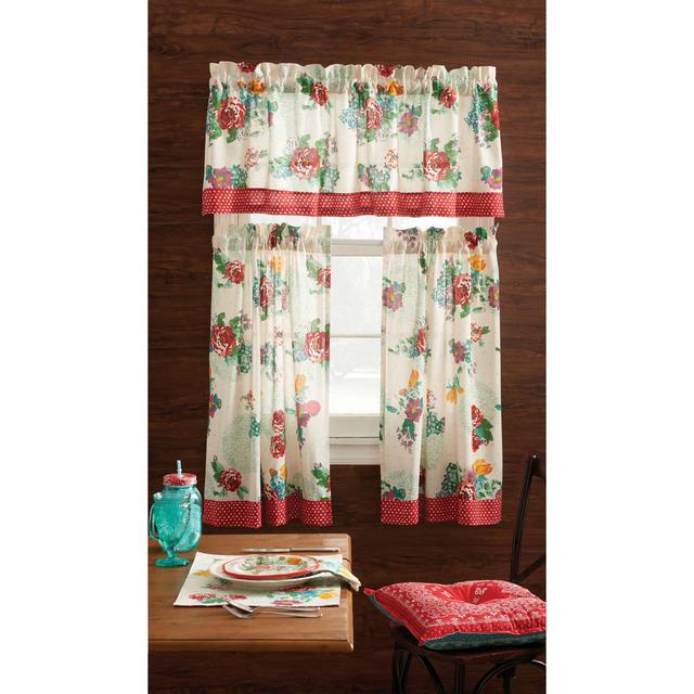 The Pioneer Woman Country Garden 3-Piece Kitchen Curtain Tier And Valance Set