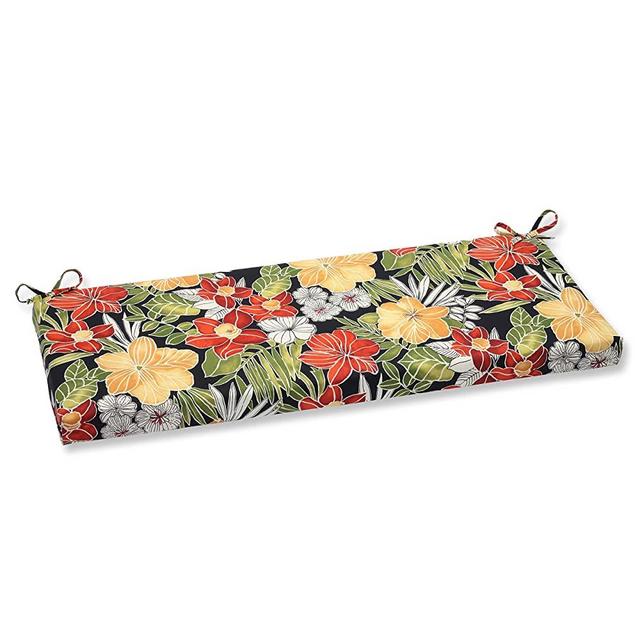 Pillow Perfect Outdoor/Indoor Clemens Noir Black Bench/Swing Cushion, 45" x 18"