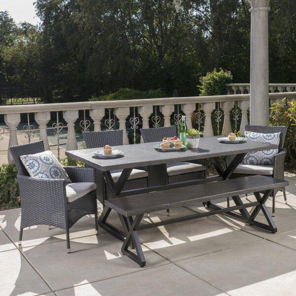 Gray Ghislaine 6 Piece Dining Set with Cushions (Part number: HIDN1553 45241579)