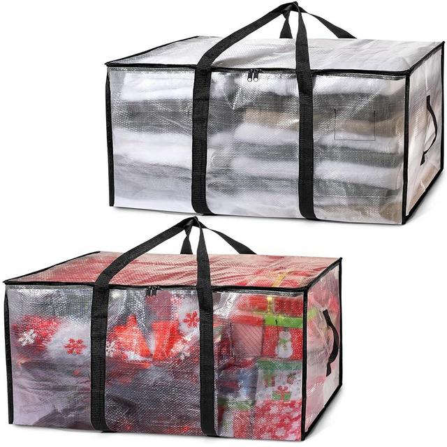 ClearSpace Heavy Duty Moving Bags or Storage Bags – Clear Storage Bins with Lids, Large Moving Boxes with Backpack Straps & Zippers – Packing Bags & Moving Supplies for College Dorm, 2 Pack
