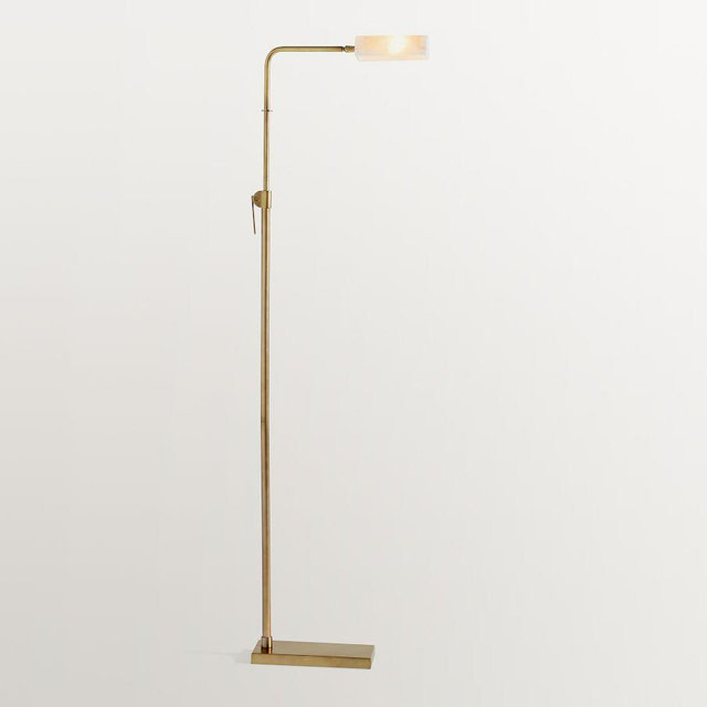 Sherman Alabaster Adjustable Task 53" Floor Lamp, Alabaster Shade, Vintage Brass