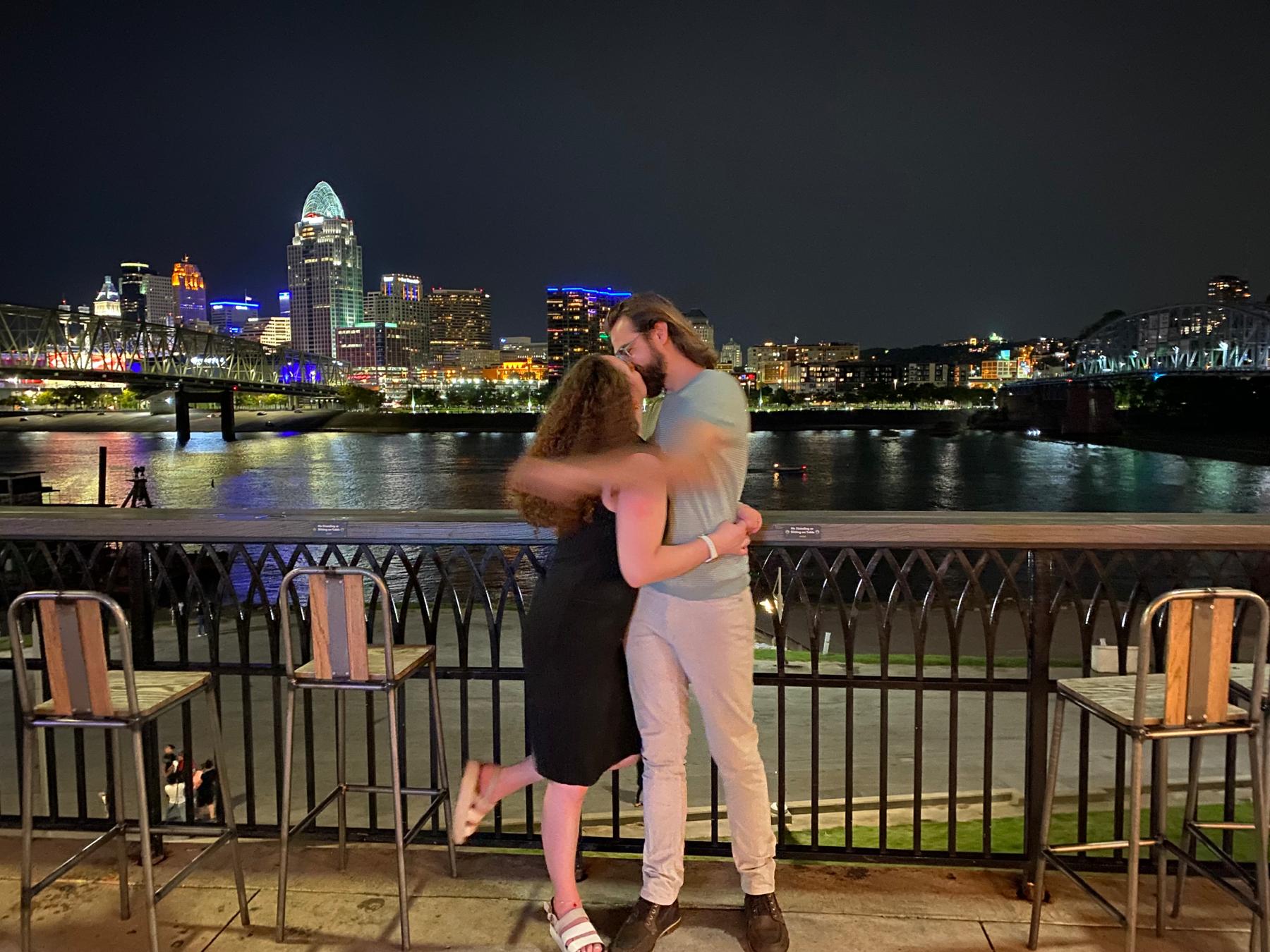 Birthday kiss in Newport