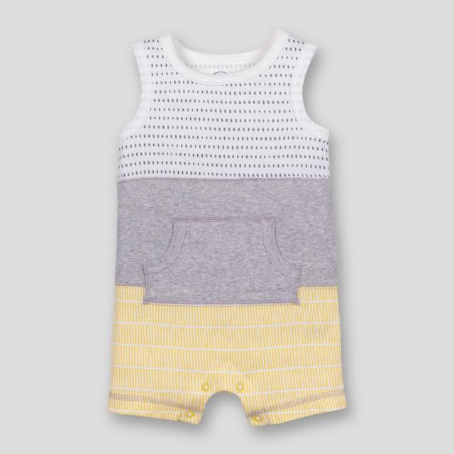 Lamaze Baby Boys' Organic Cotton Colorblocked Stripe Romper - Gray 9M