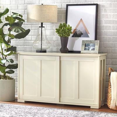 Pacific Stackable Sliding Wooden Doors Cabinet Off White - Buylateral