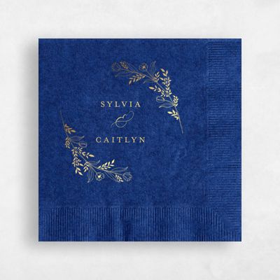 Navy, Blue Wedding Napkin - Seraphine Bloom