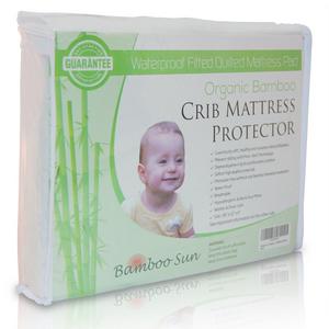New, Improved and High Quality Organic Bamboo Crib Mattress Protector - Waterproof Fitted Quilted Mattress Pad (White)
