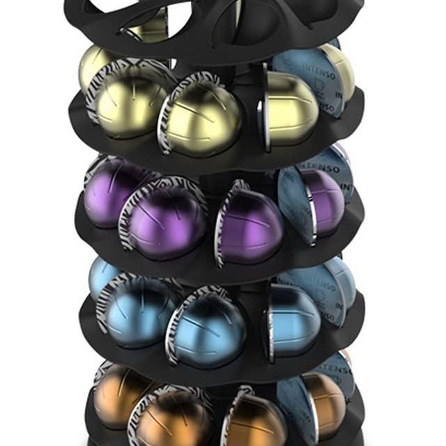 Everie Rotary Coffee Pod Capsules Carousel Holder Organizer Compatible with 40 Nespresso Vertuoline Capsules (Black)