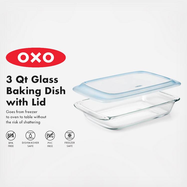 Lot Of 2 Glass Baking Dish OXO Good Grips Freezer to Oven Safe 3 Qt New