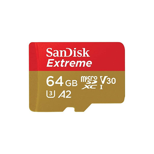 SanDisk 64GB Extreme microSDXC UHS-I Memory Card with Adapter - Up to 160MB/s, C10, U3, V30, 4K, A2, Micro SD - SDSQXA2-064G-GN6MA