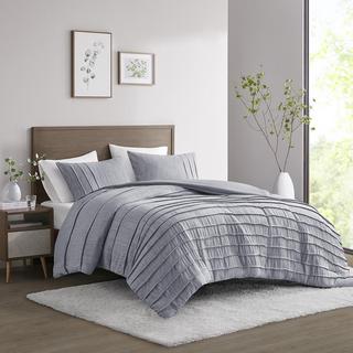 Maddox 3-Piece Oversized Duvet Cover Set with Pleats