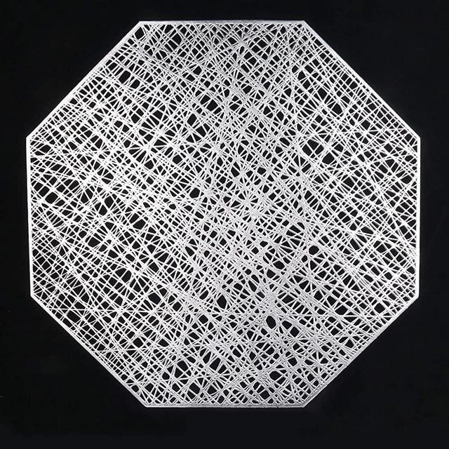 U'Artlines Octagonal Placemats Hollow Out Mats Vinyl Non-Slip Heat Insulation Kitchen Table Mats (Octagonal Silver, 12pcs)