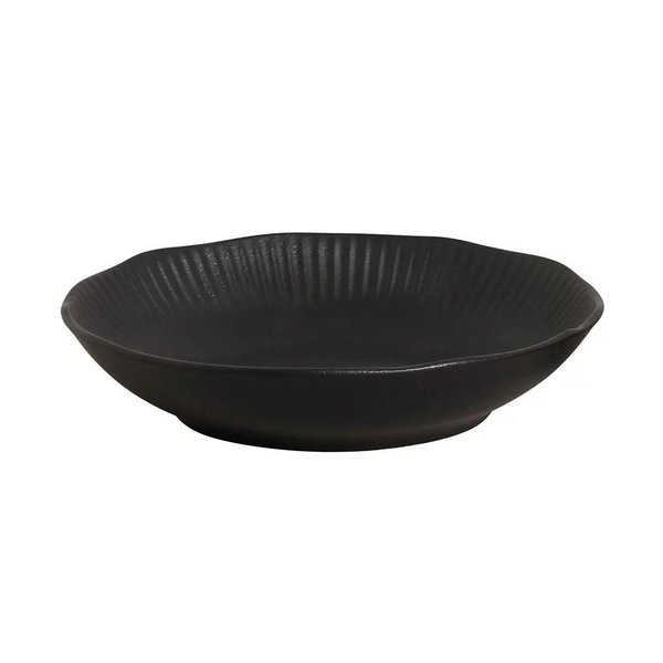 Stoneware Linhas Salad Bowls, Set of 6-Black