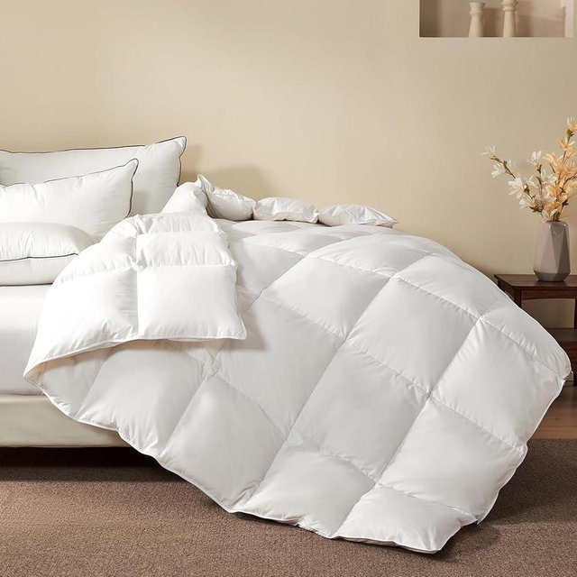KUSNUG Feather Down Fibers Duvet Insert Oversized King - Ultra-Quiet 600TC Egyptian Cotton-Blend Fabric, Ethically-sourced & Produced, Medium-Weight All-Season Bedding Comforter (120x98 Inch, White)