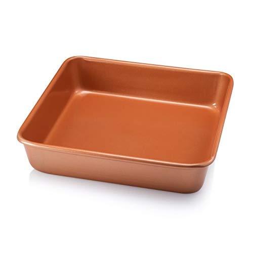Gotham Steel Pro Nonstick Ultra Durable Bakeware - Nonstick Copper Square Baking Tin - 9.5" x 9.5", Aluminum with Quick Release Ceramic Coating, Dishwasher Safe