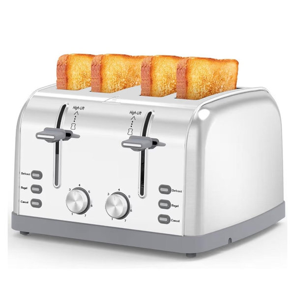 Toaster 4 Slice Retro Stainless Steel,Best Prime 4 Slice Toaster Wide Solt with 7 Shade Settings, Perfect for Waffles, Bagels and More Lainsten T-527