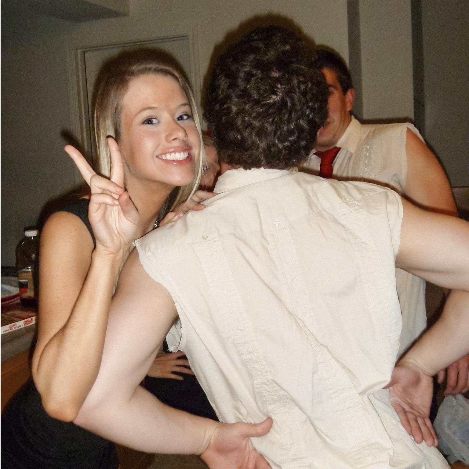 I wasn't kidding about no sleeves. (Peep groomsman Zac in the background)