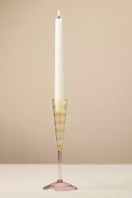 Eleanor Striped Glass Candle Holder