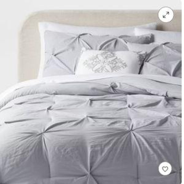 8pc Queen Pinch Pleat Conforter and Sheet Set Grey- Threshold