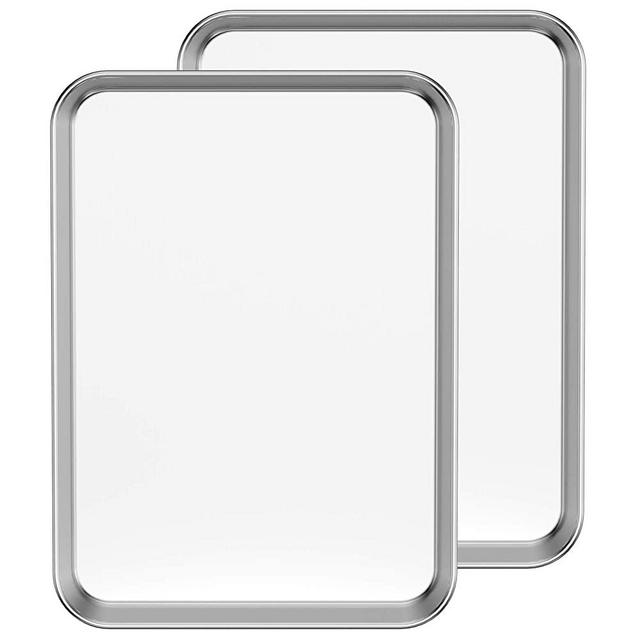 Baking Sheet Set of 2, Bastwe 18 inch Commercial Grade Stainless Steel Baking Pan, Professional Bakeware Oven Tray, Healthy & Non-toxic, Rust Free & Mirror Finish, Easy Clean & Dishwasher Safe