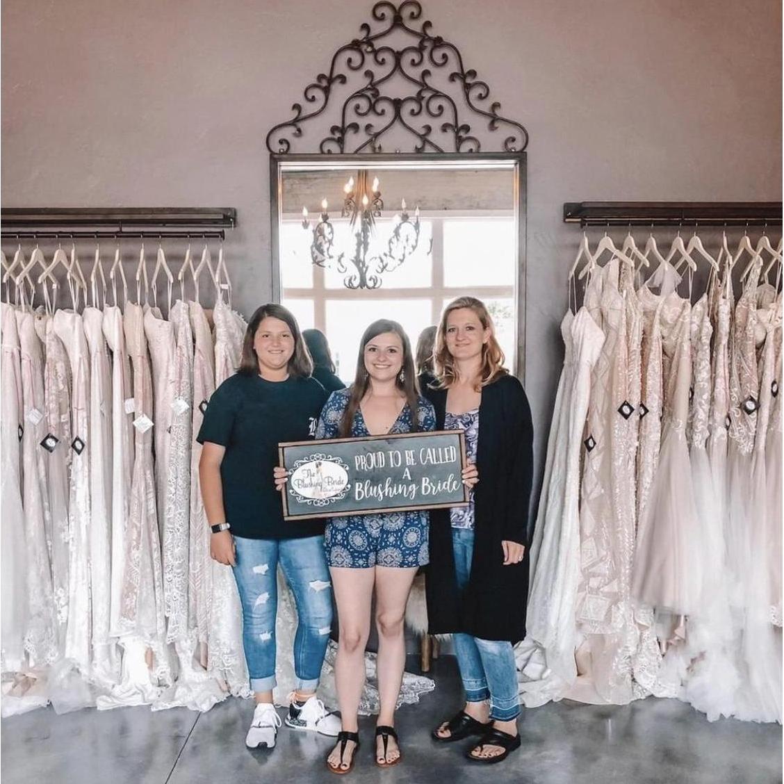 I said yes to the dress at Blushing Brides Boutique in Frisco, Texas.