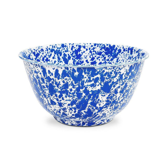 Marble/Splatter Large Salad Bowl, Blue Splatter