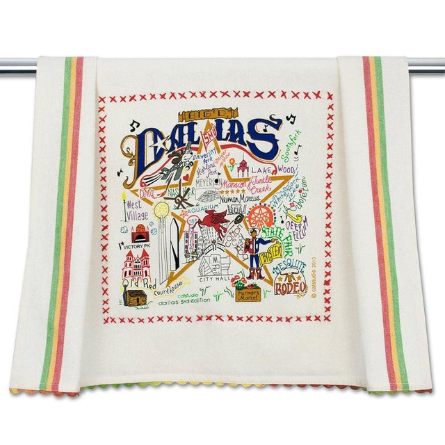 Catstudio Dallas Dish Towel, US Geography Souvenir Kitchen Towel, Hand Towels with Original Artwork, Washable for Dallas Lovers, Travel Souvenir, Housewarming Gifts, Couple Gifts