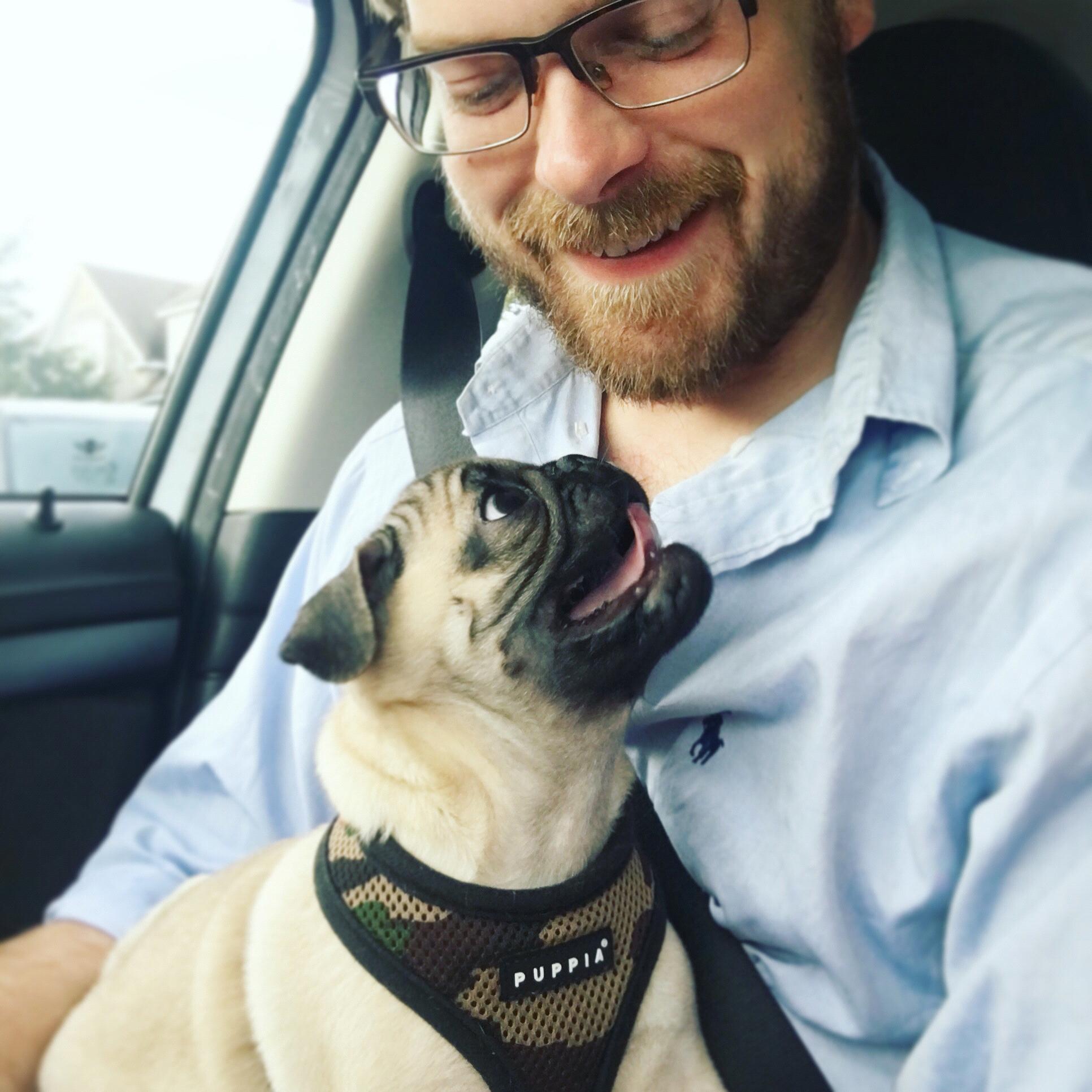 Zack and his new puppy Dexter in 2016.
